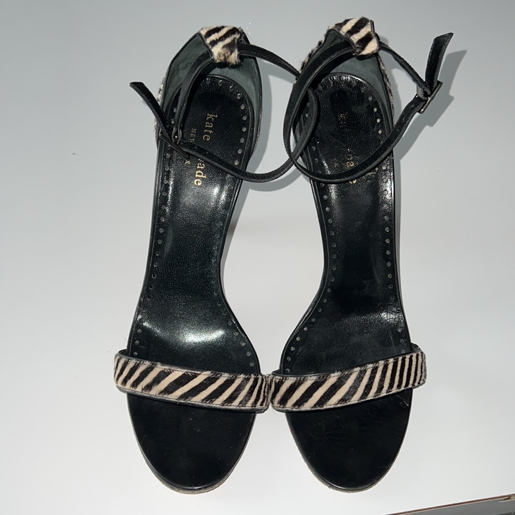 Kate Spade Zebra Print Calf Hair Strappy Sandals